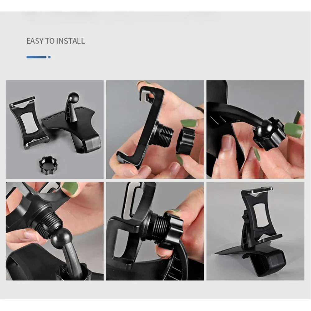 3 in 1 Car GPS Smartphone Holder: Dashboard / Visor Clamp   AC Grid Clip for Honor 8 Smart - Black