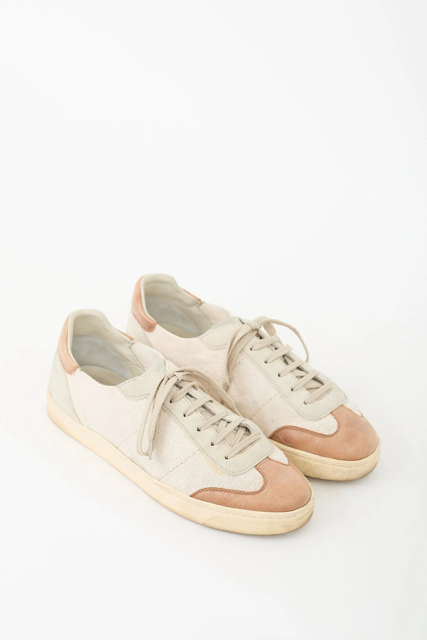 Beige & Brown Lace Up Sneaker