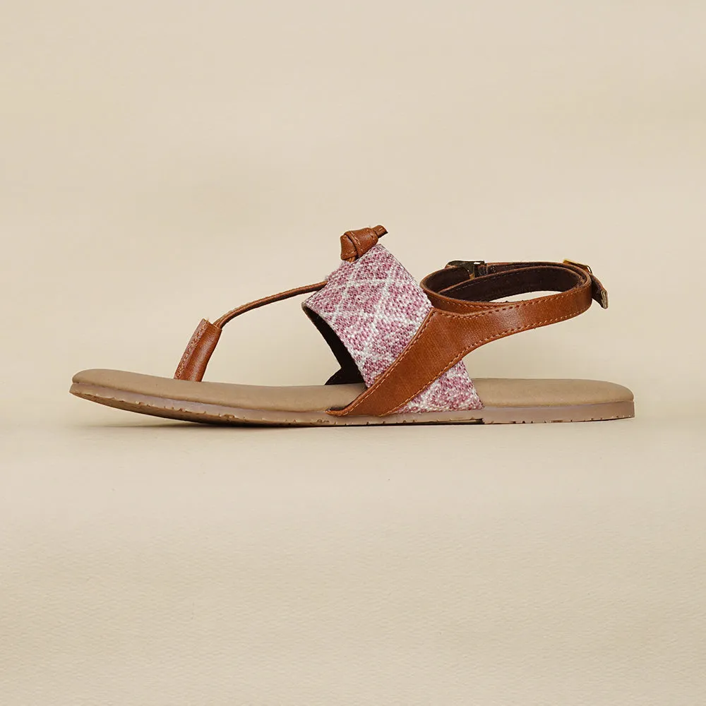Chamoli Motif T Strap Sandal