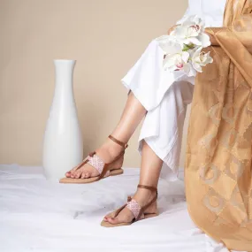Chamoli Motif T Strap Sandal