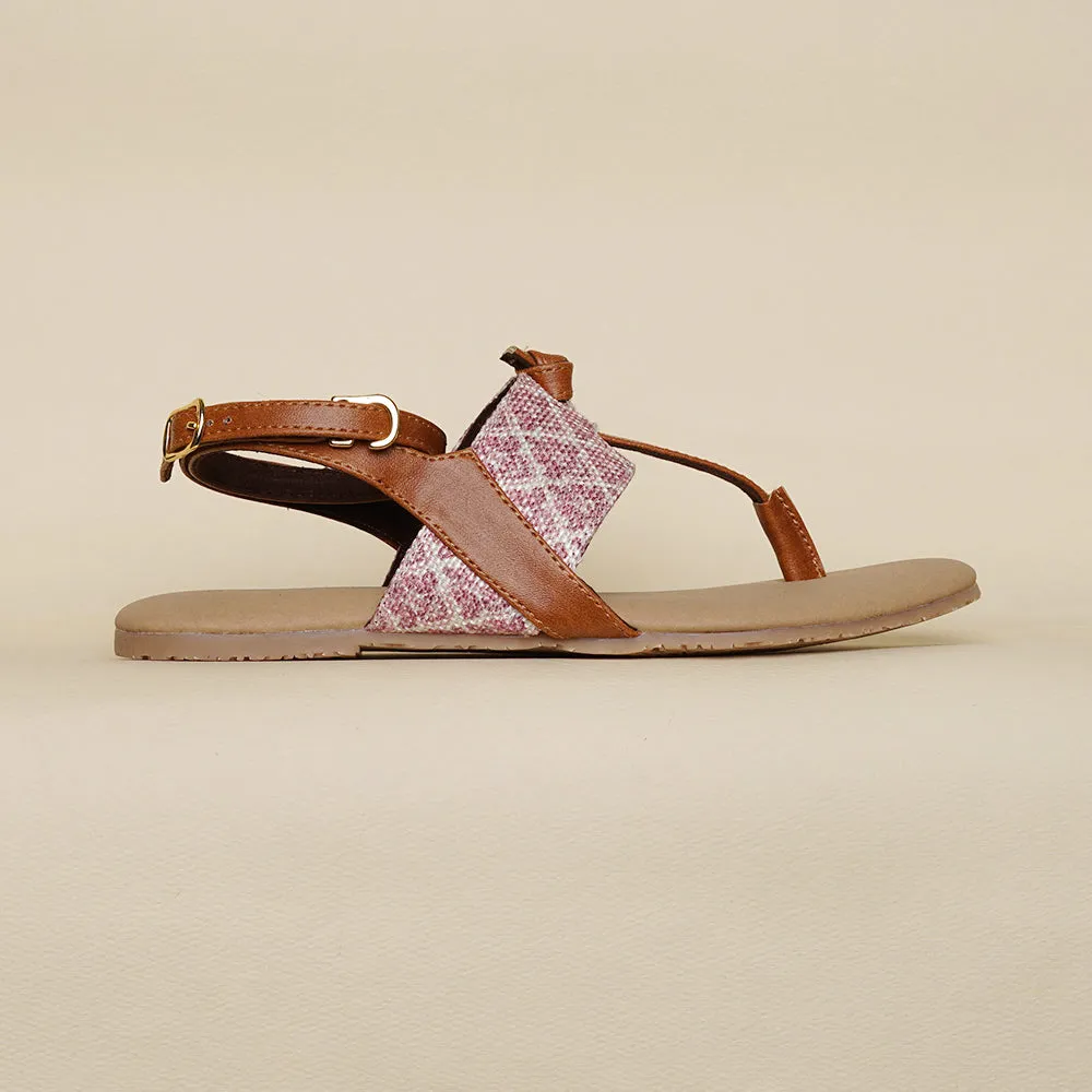 Chamoli Motif T Strap Sandal