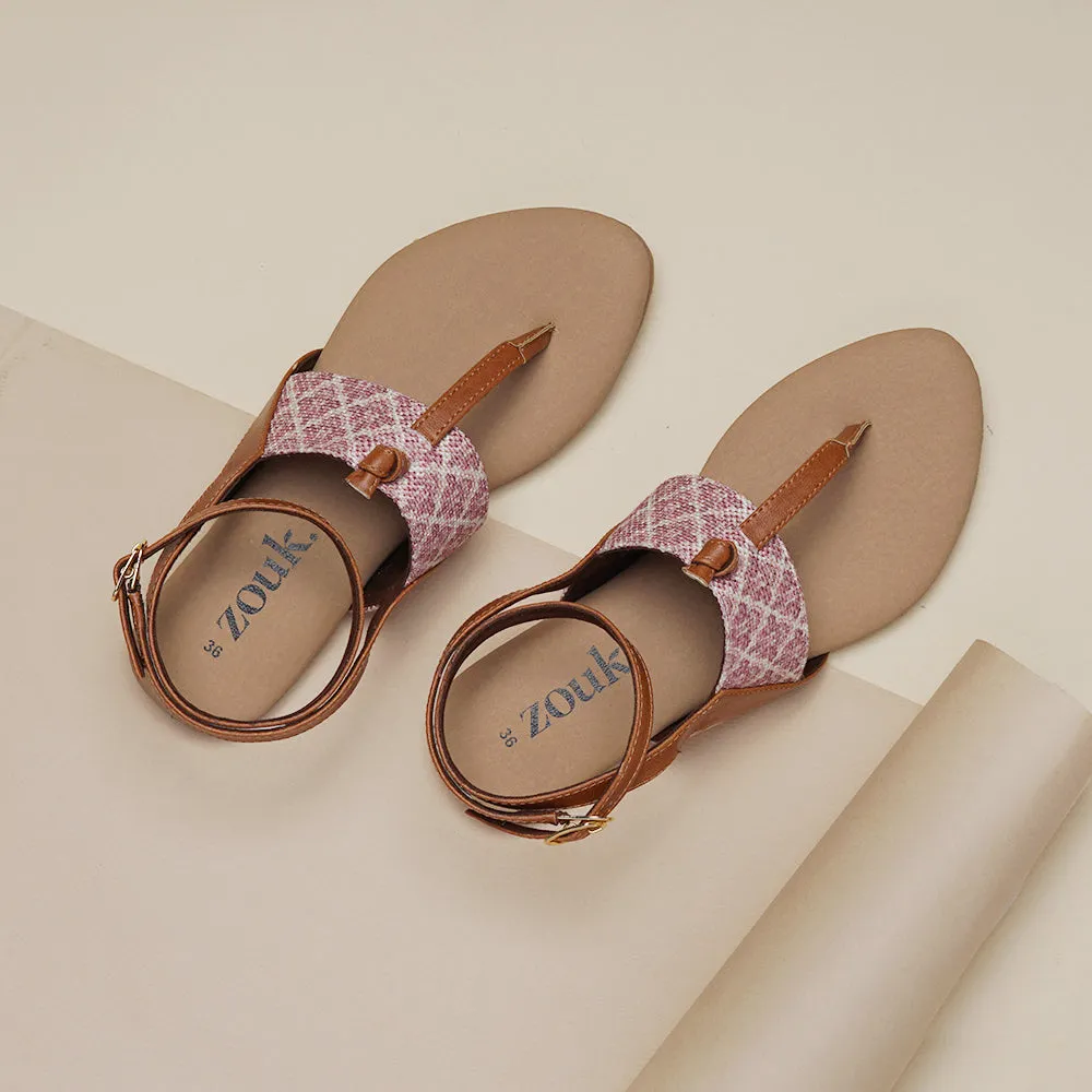 Chamoli Motif T Strap Sandal