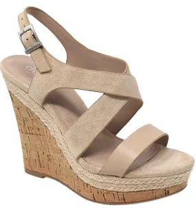 Charles by Charles David Aaliyah Strappy Cork Wedge Espadrilles NUDE Suede (6.5, NUDE-MS)