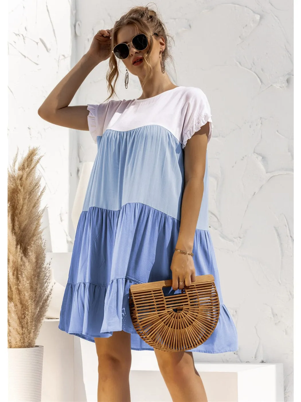 Colored With Ruffles Dress