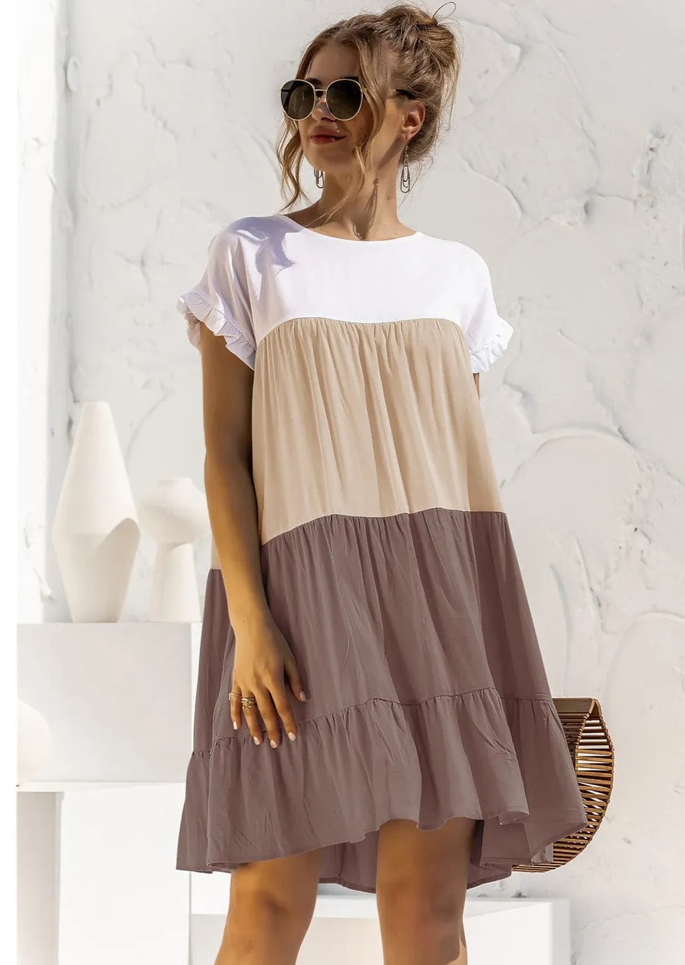 Colored With Ruffles Dress