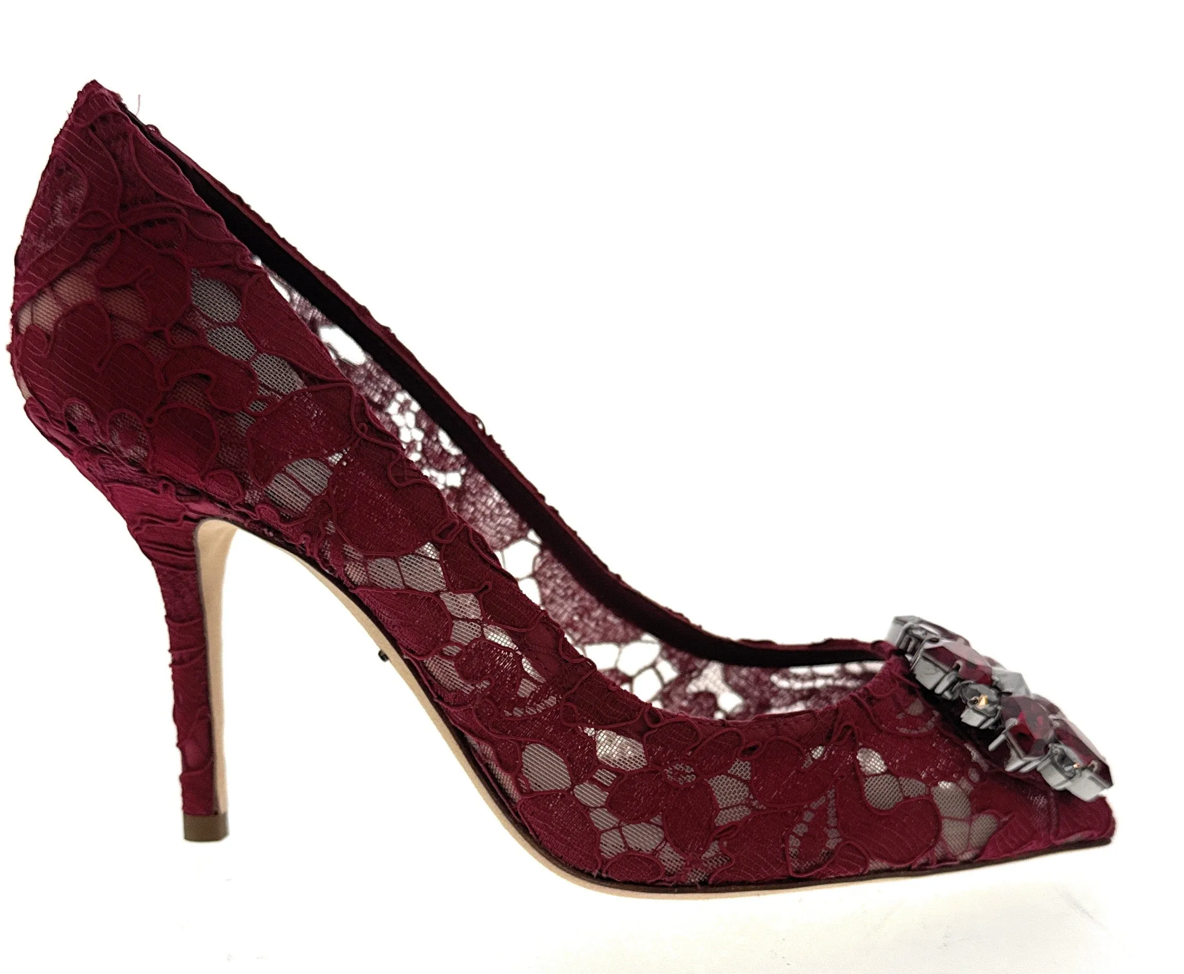 Dolce & Gabbana Red Floral Lace  Kitten Heels-EU35