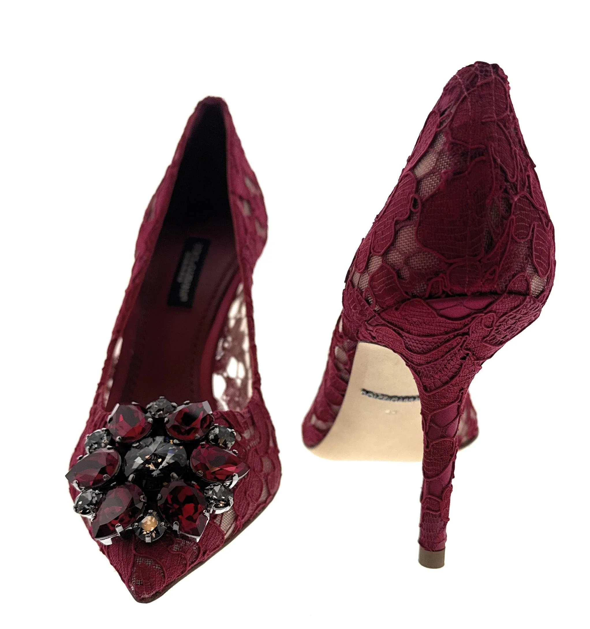 Dolce & Gabbana Red Floral Lace  Kitten Heels-EU35
