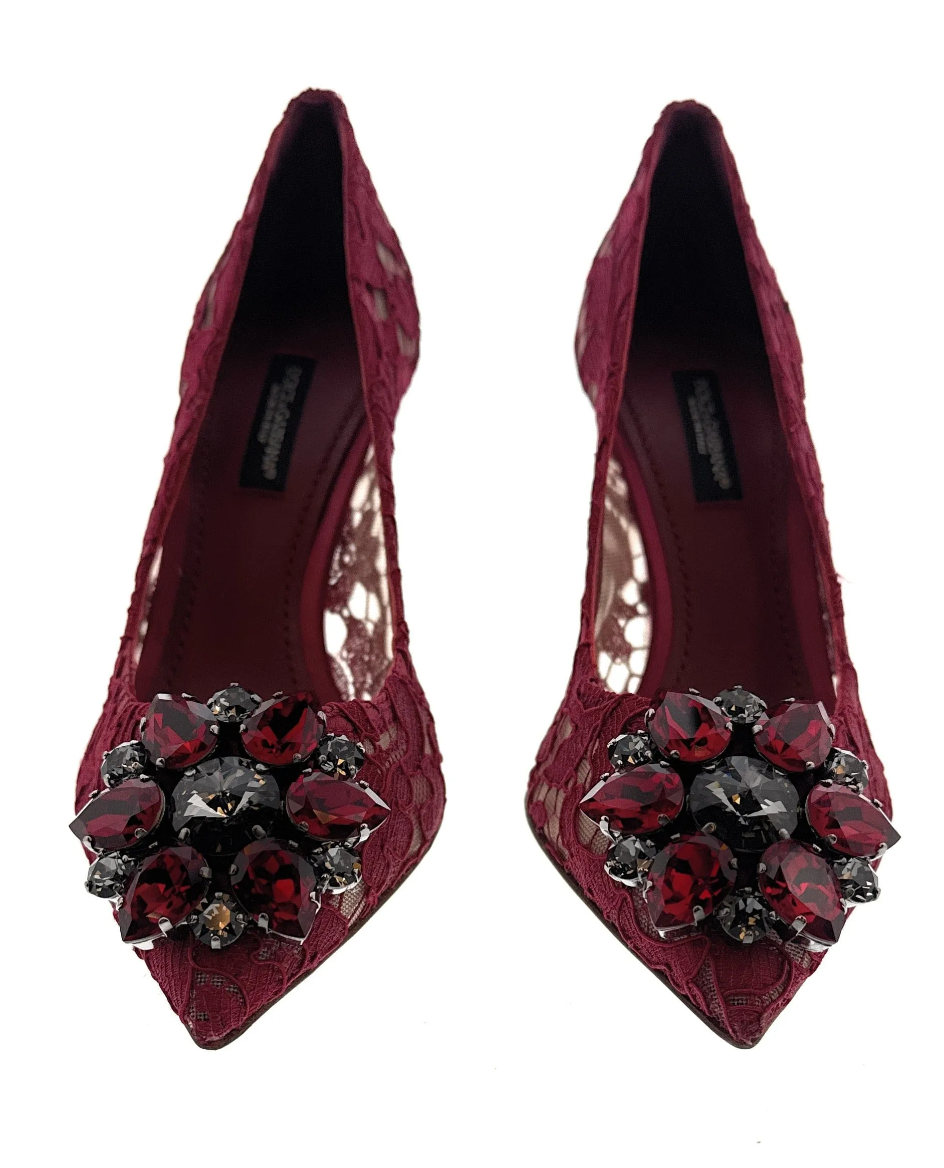 Dolce & Gabbana Red Floral Lace  Kitten Heels-EU35