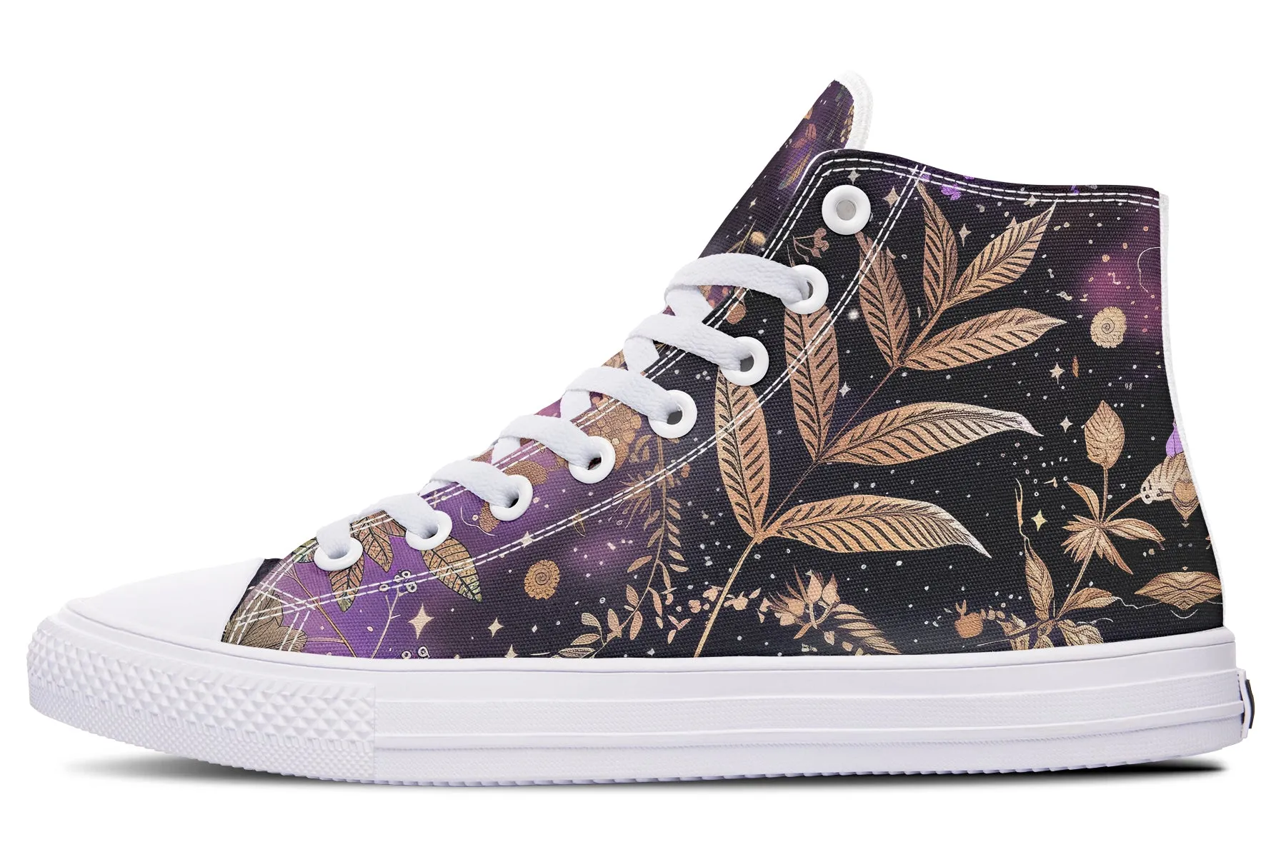 Galactic Bloom High Tops - Classic Premium Canvas Shoes with Comfortable and Durable Soles