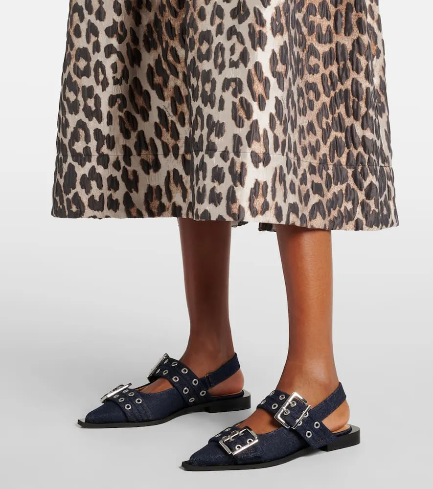 Ganni Denim slingback flats