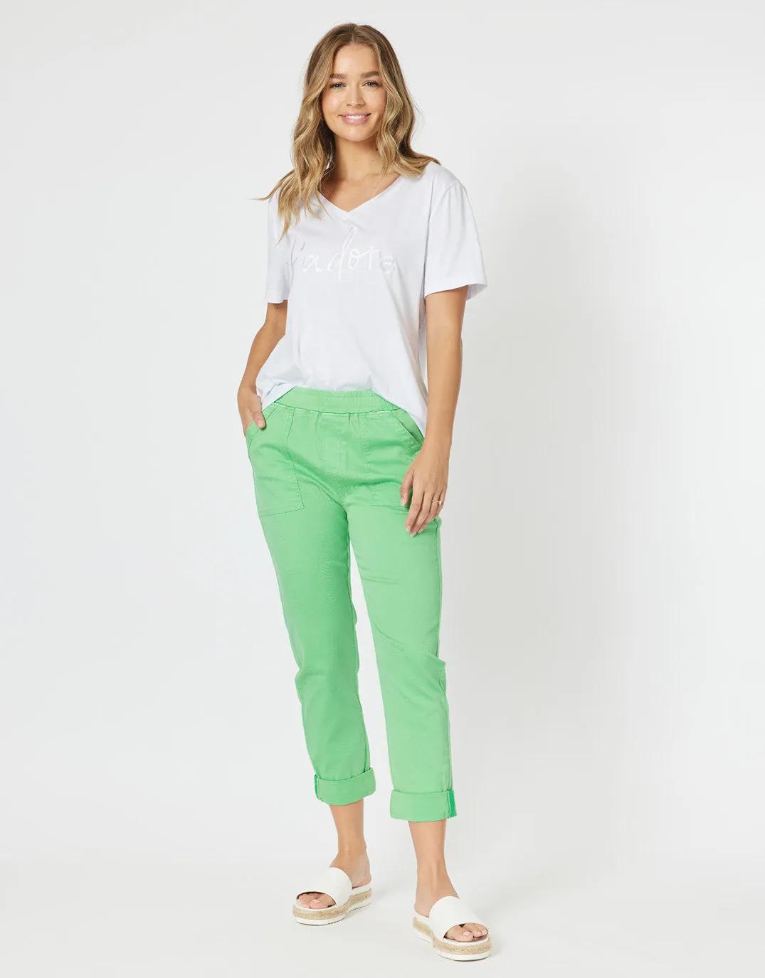 Isabella Cotton Pant - Green