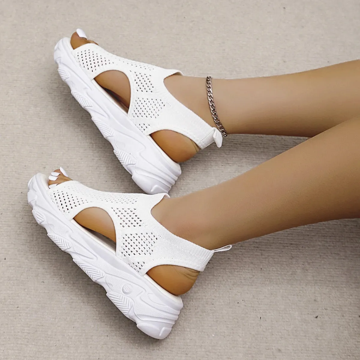 Merendy Sansa Open-Toe Slip-On Flat Heel Platform Sandals