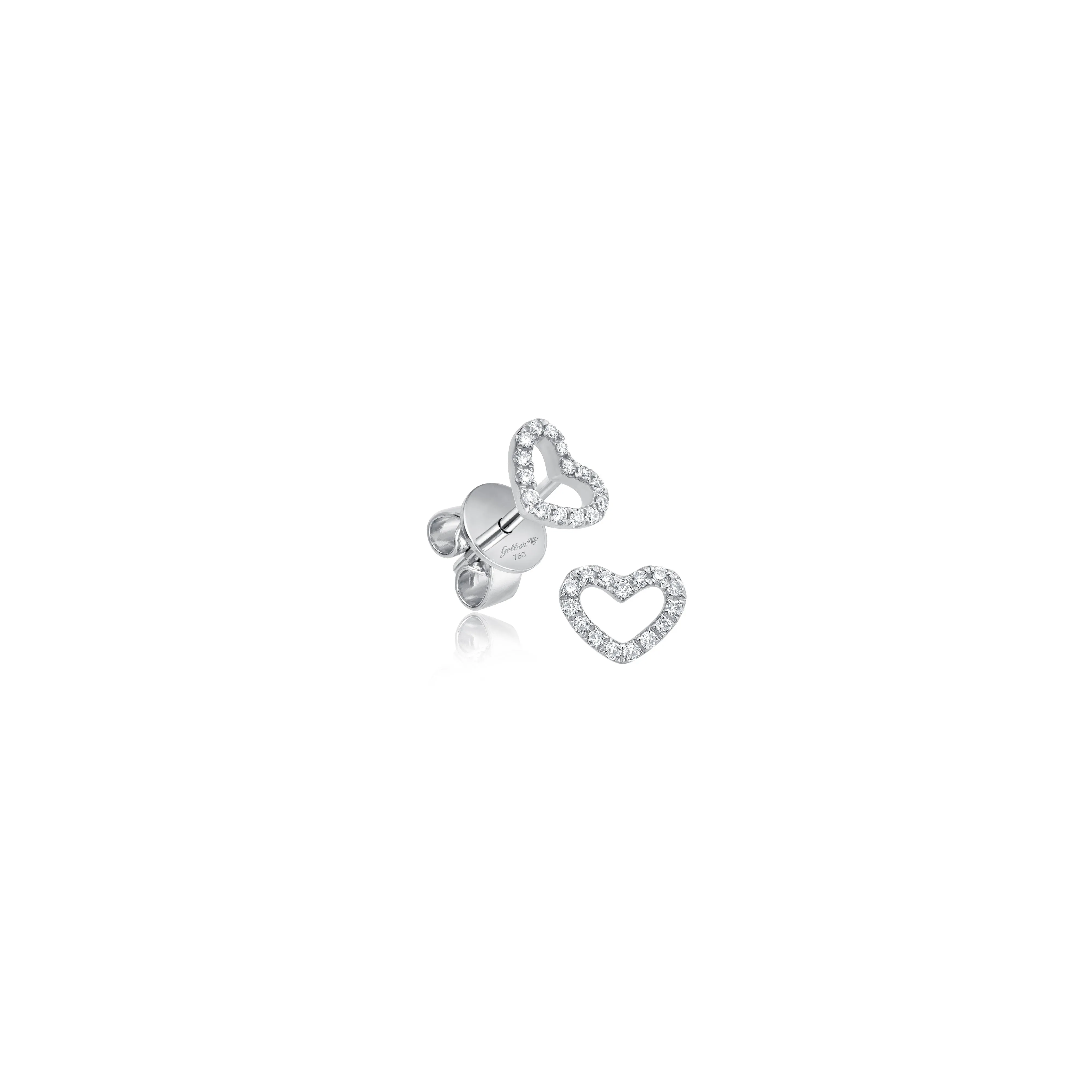Minimal Diamond Herz Ohrstecker - Weißgold