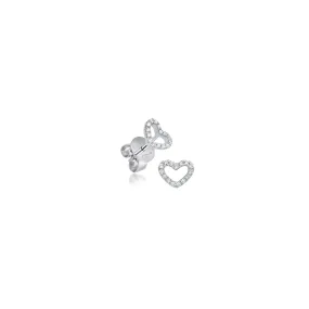 Minimal Diamond Herz Ohrstecker - Weißgold