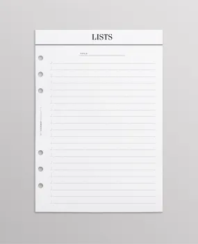 Minimal List: A5 Planner Inserts