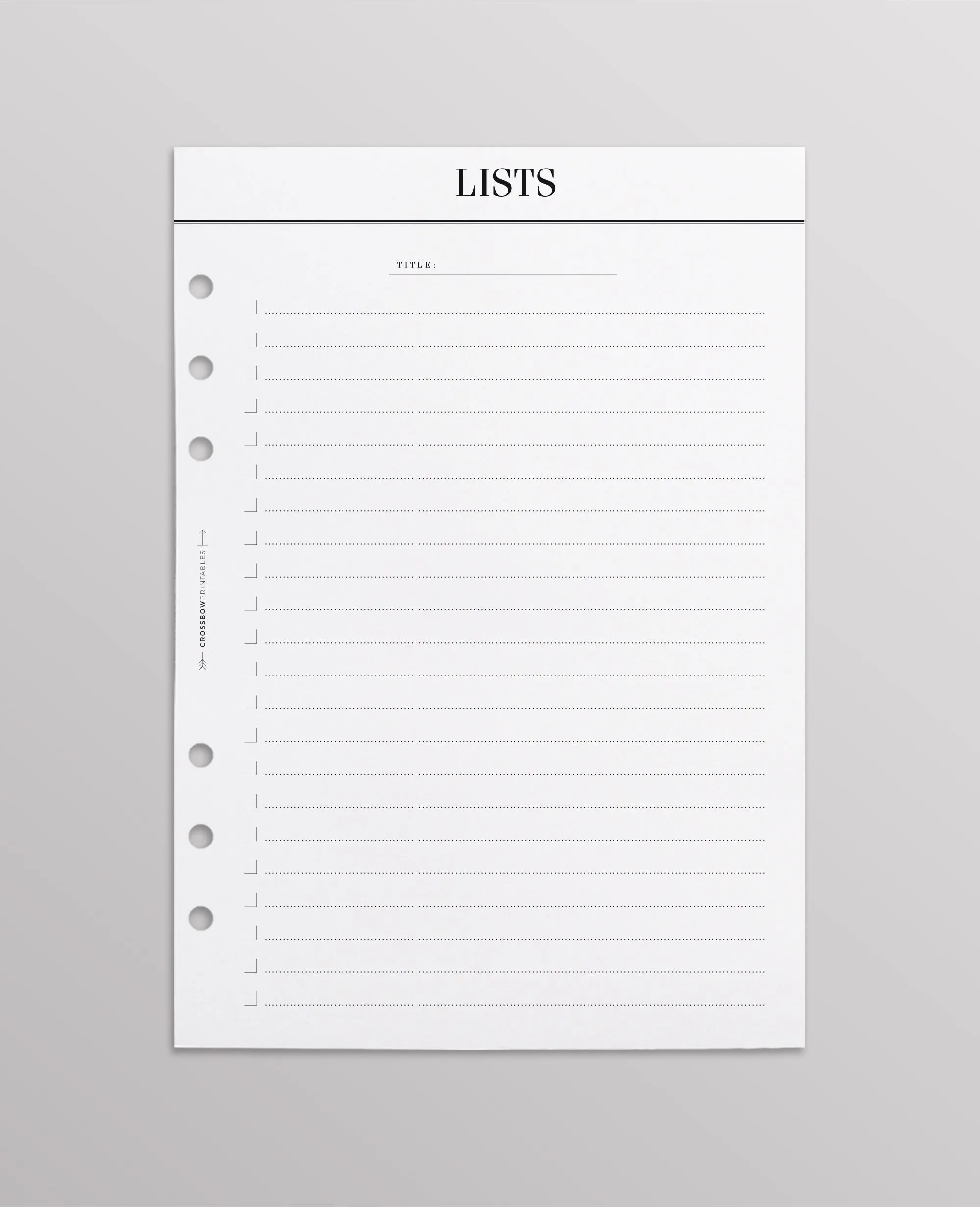 Minimal List: A5 Planner Inserts