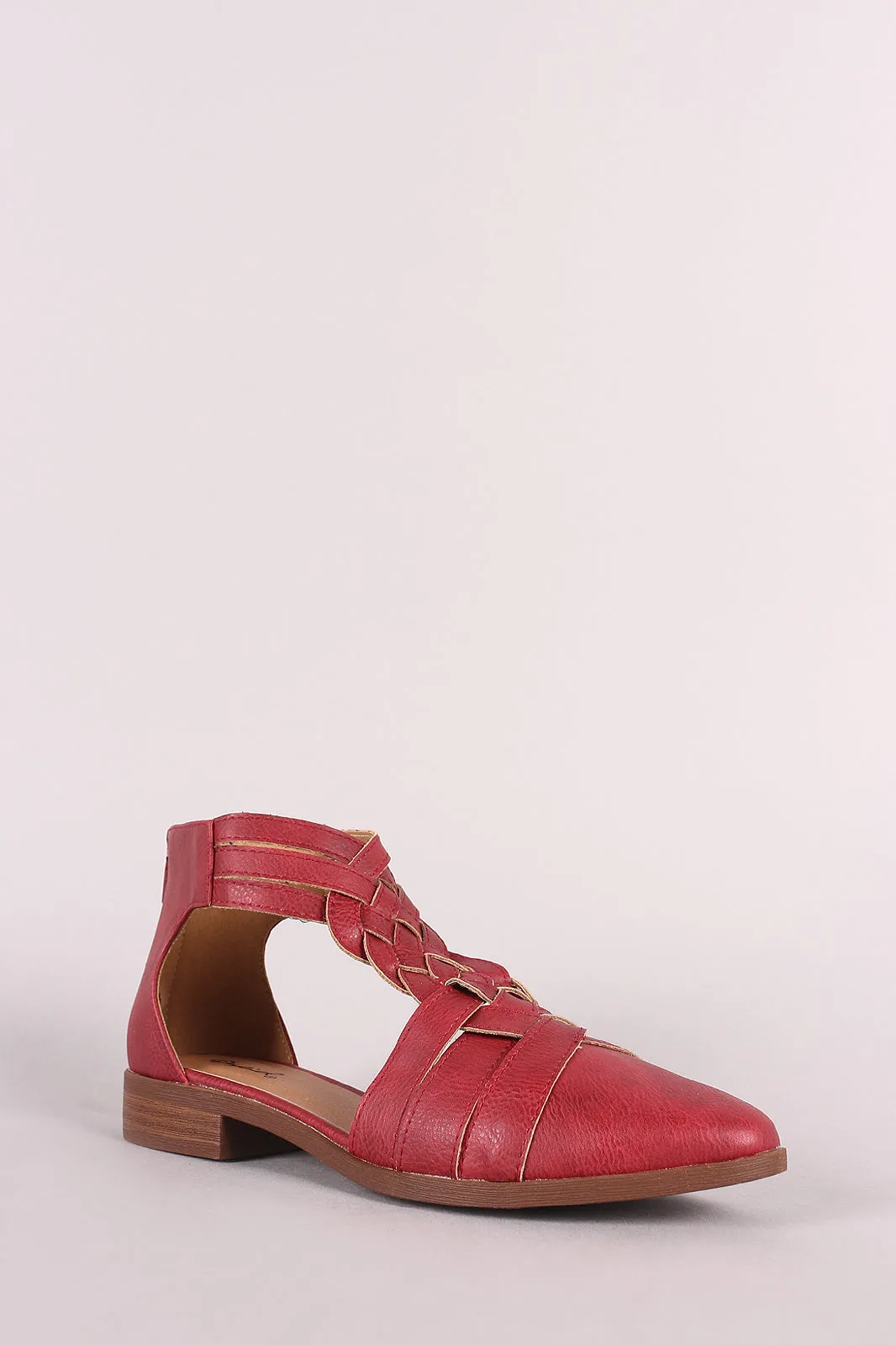 Qupid Braided T-Strap Open Shank Oxford Flat