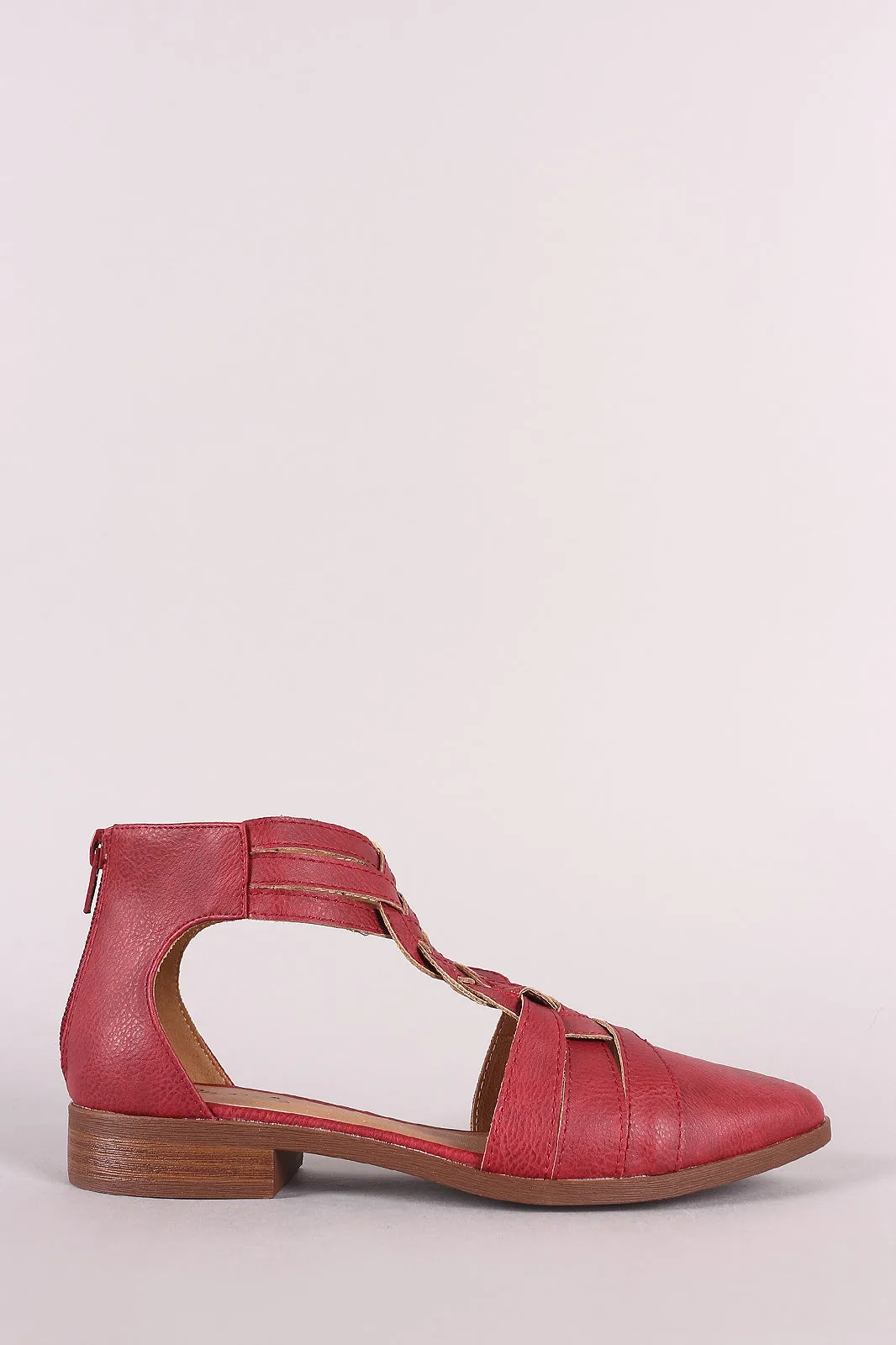 Qupid Braided T-Strap Open Shank Oxford Flat