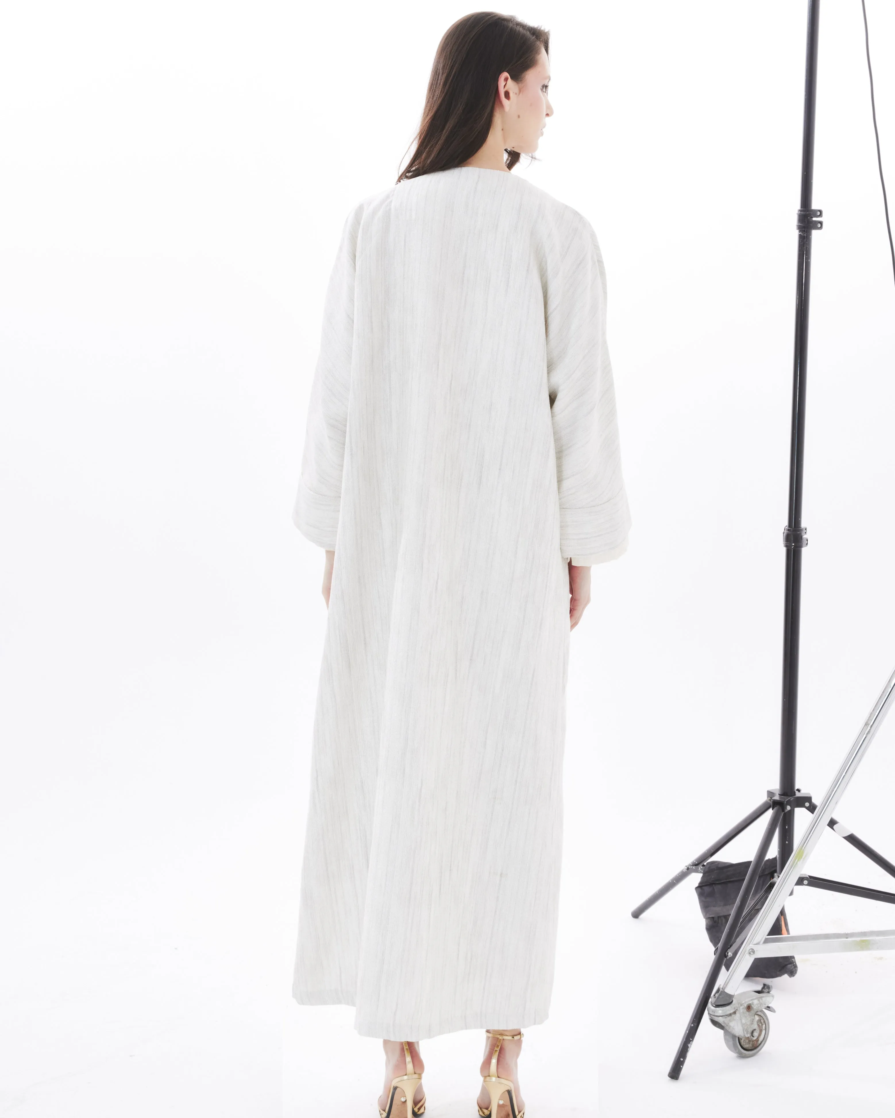SILVER YASMINE ON SUGAR ABAYA