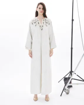 SILVER YASMINE ON SUGAR ABAYA