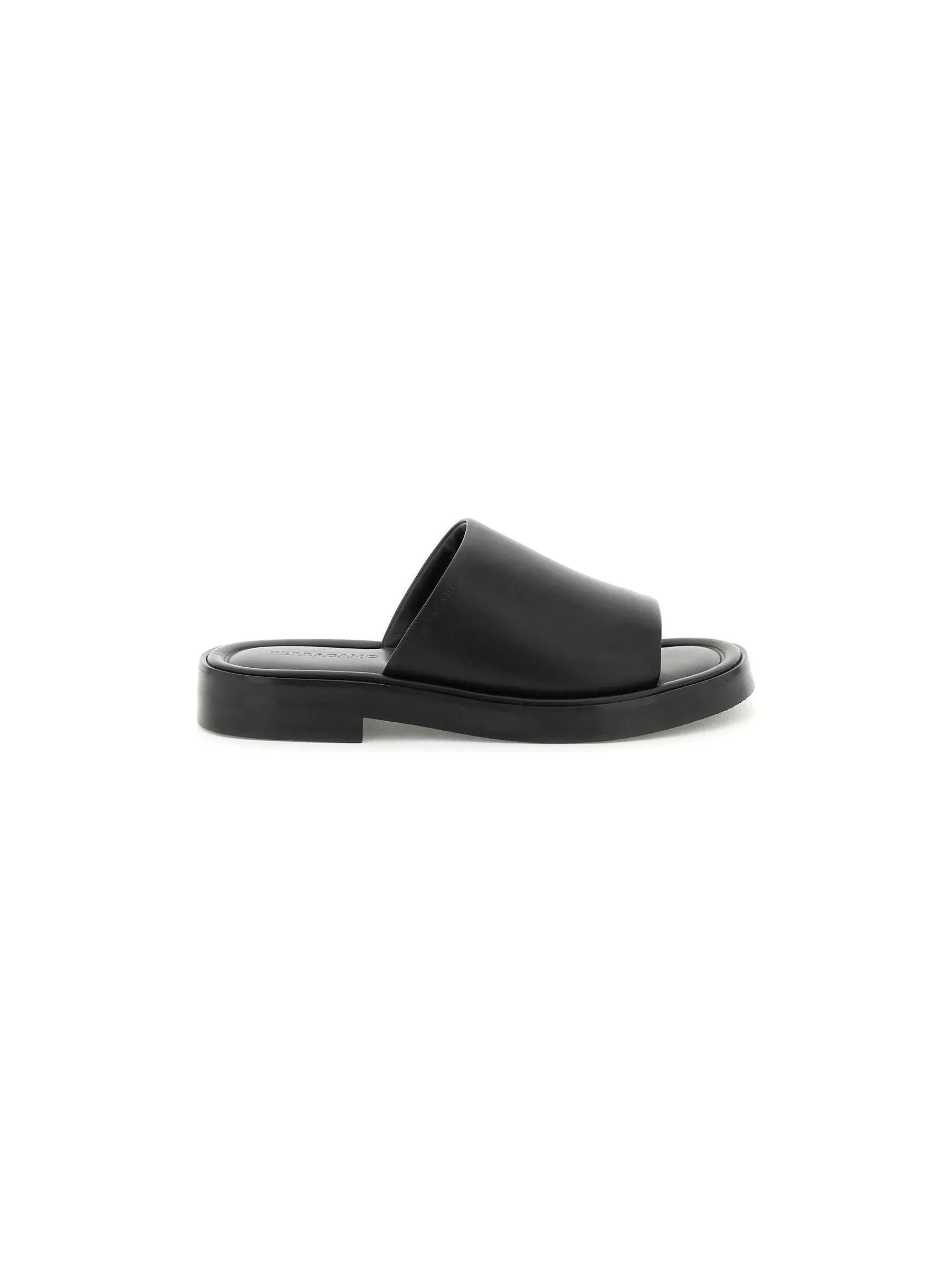 Smooth Leather Slide Sandals